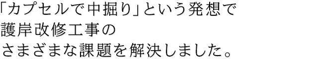 「カプセルで中掘り」という発想で護岸改修工事のさまざまな課題を解決したCapsule Hoe Piler工法。